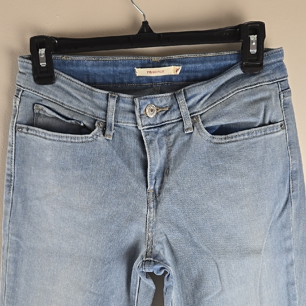 Levis 715 Bootcut Jeans Womens 28 Light Wash Blue Mid Rise Stretch Denim - Picture 3 of 12